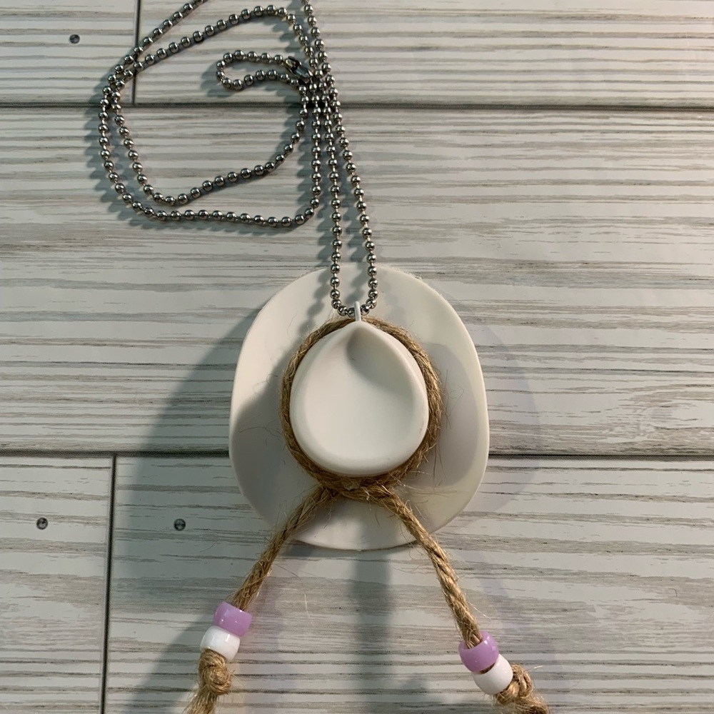 Cowboy Cowgirl White Hat Car Dangler
